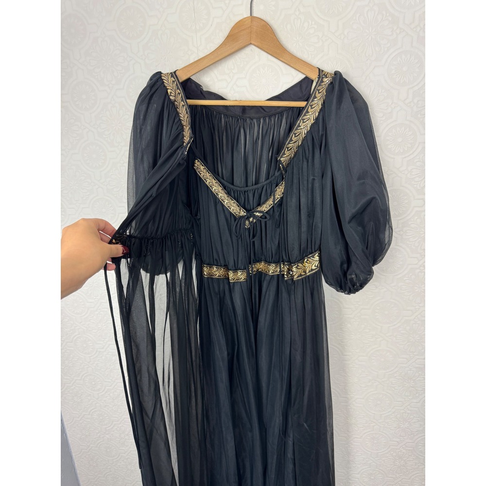 Vintage GM House Robe Set Lingerie Slip Dress Gothcore Gold Black Medium
